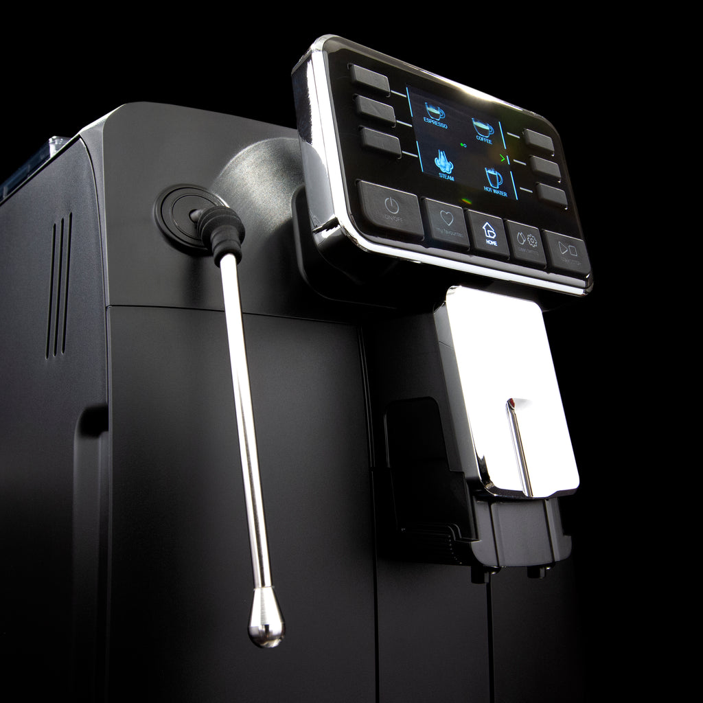 Black Gaggia Cadorna Barista Plus with color display and stainless steam wand