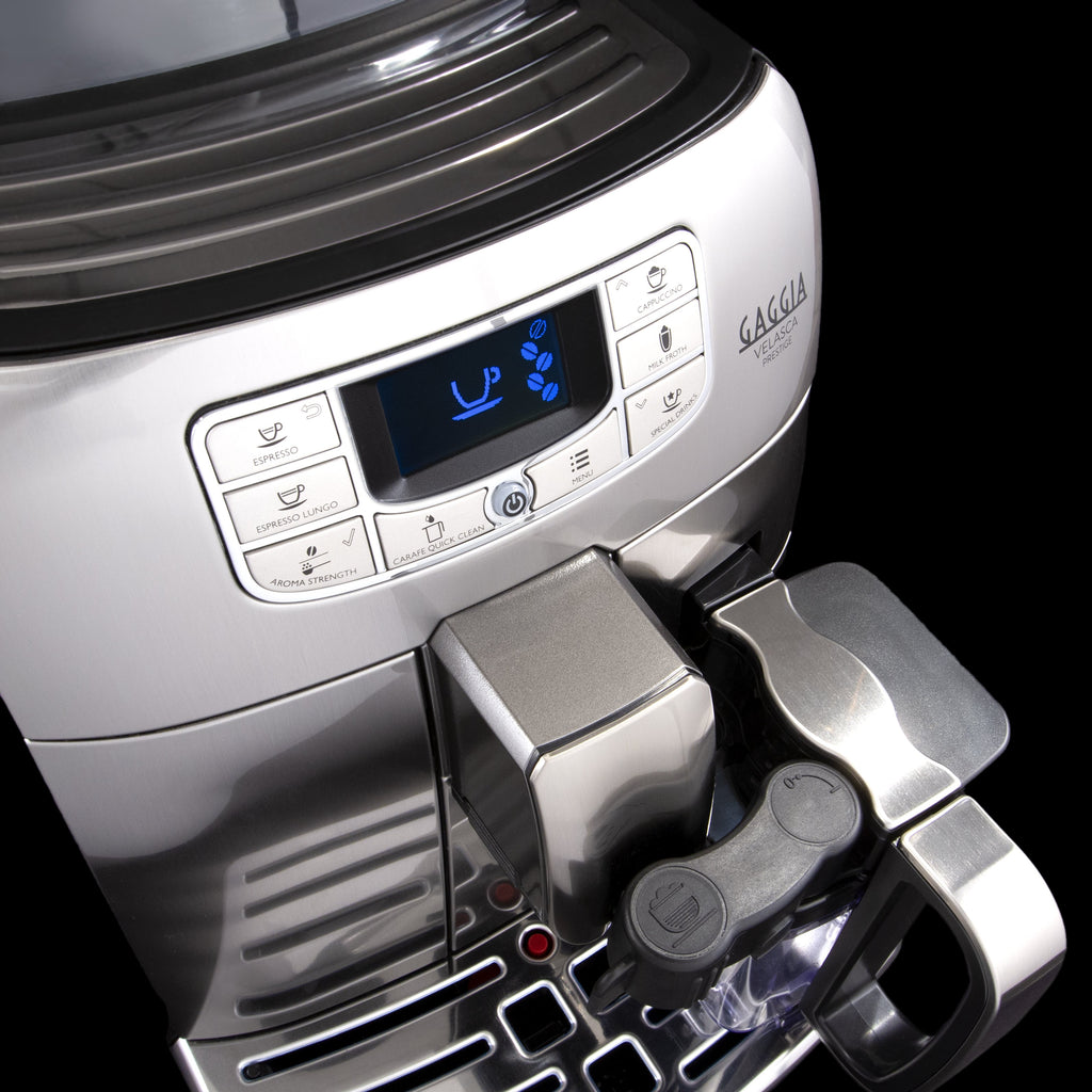 Stainless-front Gaggia Velasca Prestige RI8263/47 with detachable milk carafe